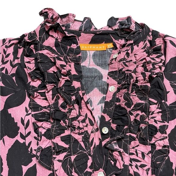 OLIPHANT Ruffle Front Blouse Dusty Rose Size XS - Picture 4 of 10